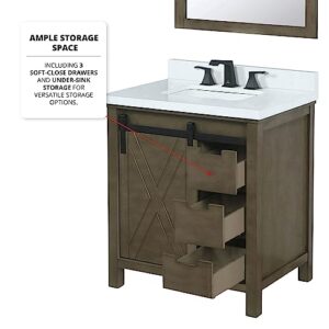 Bell+Modern Ketchum 30 inch Rustic Brown Bath Vanity and Cultured Marble Countertop