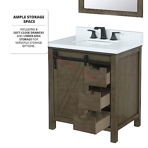 Bell+Modern Ketchum 30 inch Rustic Brown Bath Vanity and Cultured Marble Countertop