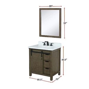 Bell+Modern Ketchum 30 inch Rustic Brown Bath Vanity and Cultured Marble Countertop
