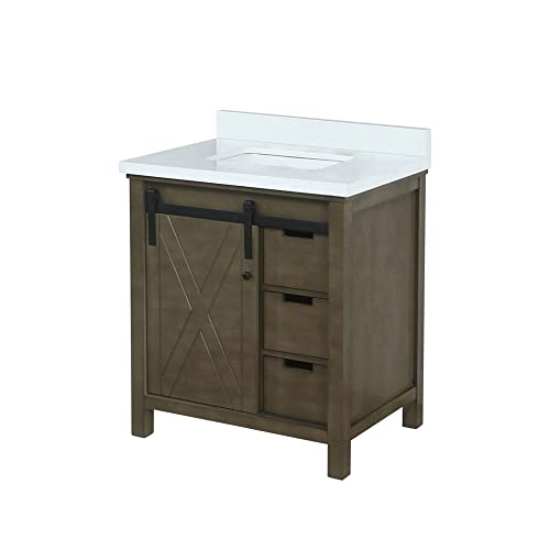 Bell+Modern Ketchum 30 inch Rustic Brown Bath Vanity and Cultured Marble Countertop