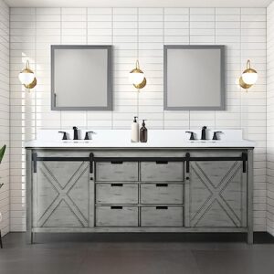 bell+modern ketchum 80 inch ash grey double bath vanity, cultured marble countertop and 30 in mirrors