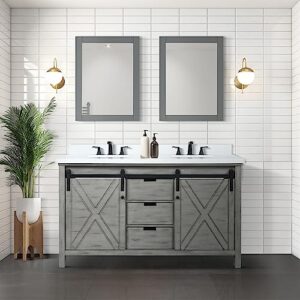 bell+modern ketchum 60 inch ash grey double bath vanity and cultured marble countertop