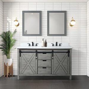 Bell+Modern Ketchum 60 inch Ash Grey Double Bath Vanity and Cultured Marble Countertop