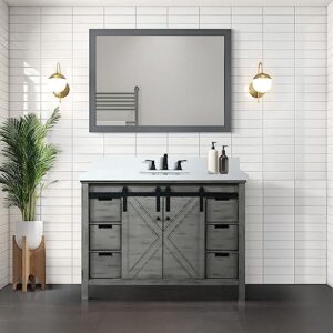 bell+modern ketchum 48 inch ash grey bath vanity, cultured marble countertop and 44 in mirror