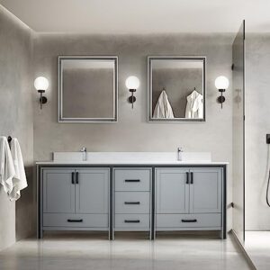 bell+modern augustine 80 in w x 22 in d dark grey double bath vanity and white quartz top