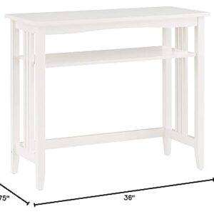 OSP Home Furnishings Sierra 36-Inch Foyer Table with Lower Storage Shelf and Mission Style Side Panels, White