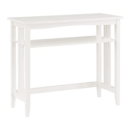 OSP Home Furnishings Sierra 36-Inch Foyer Table with Lower Storage Shelf and Mission Style Side Panels, White