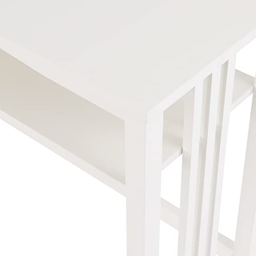 OSP Home Furnishings Sierra 36-Inch Foyer Table with Lower Storage Shelf and Mission Style Side Panels, White