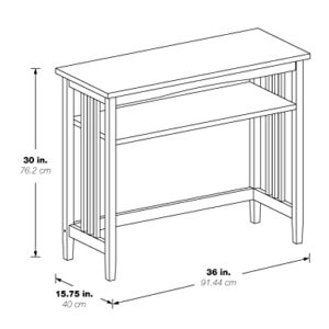 OSP Home Furnishings Sierra 36-Inch Foyer Table with Lower Storage Shelf and Mission Style Side Panels, White