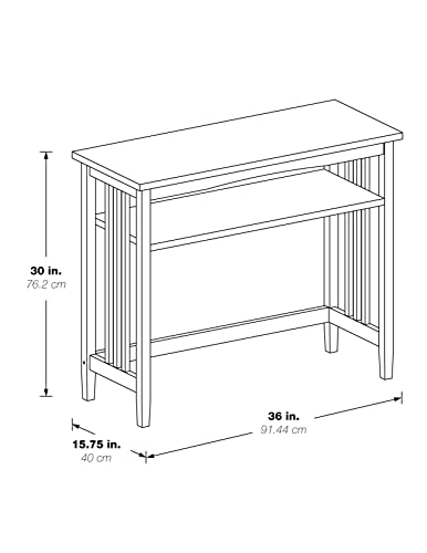 OSP Home Furnishings Sierra 36-Inch Foyer Table with Lower Storage Shelf and Mission Style Side Panels, White