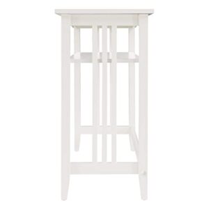 OSP Home Furnishings Sierra 36-Inch Foyer Table with Lower Storage Shelf and Mission Style Side Panels, White