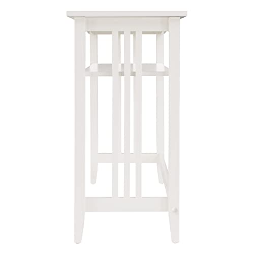 OSP Home Furnishings Sierra 36-Inch Foyer Table with Lower Storage Shelf and Mission Style Side Panels, White