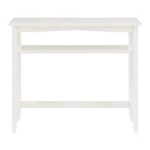 OSP Home Furnishings Sierra 36-Inch Foyer Table with Lower Storage Shelf and Mission Style Side Panels, White
