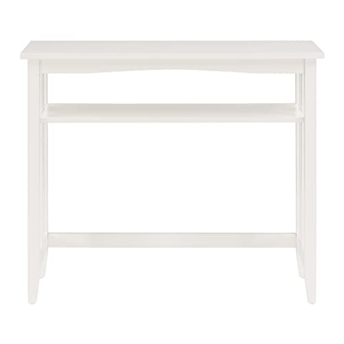 OSP Home Furnishings Sierra 36-Inch Foyer Table with Lower Storage Shelf and Mission Style Side Panels, White