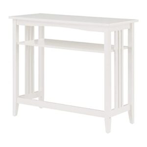 OSP Home Furnishings Sierra 36-Inch Foyer Table with Lower Storage Shelf and Mission Style Side Panels, White