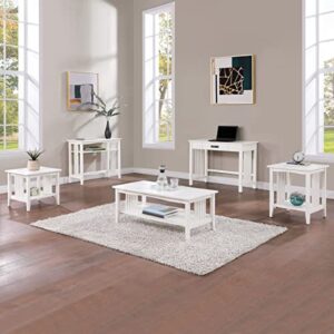 OSP Home Furnishings Sierra 36-Inch Foyer Table with Lower Storage Shelf and Mission Style Side Panels, White