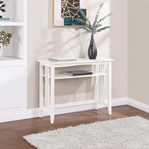 OSP Home Furnishings Sierra 36-Inch Foyer Table with Lower Storage Shelf and Mission Style Side Panels, White