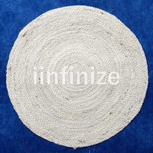 iinfinize Comforts Jute Round Floor Rug/Fancy Door mats Natural Be Wild Handwoven Jute Rug, Carpet for Bedroom Living Room Dining Room Jute 24"