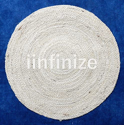 iinfinize Comforts Jute Round Floor Rug/Fancy Door mats Natural Be Wild Handwoven Jute Rug, Carpet for Bedroom Living Room Dining Room Jute 24"