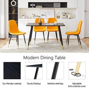 Homedot 5 Pieces Dining Room Set for 4, Modern Dining Table Elegant Velvet Kitchen Chair High-Back Dining Chair with Sturdy Metal Legs for Kitchen,Dining,Living Room