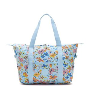 kipling women's art medium tote bag, lightweight large weekender, travel handbag, wild flowers