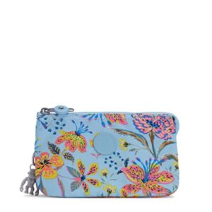 kipling women's creativity large pouch, versatile cosmetics kit, lightweight nylon travel organizer wallet, wild flowers