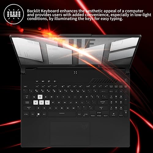 Asus 2022 TUF Dash 15.6'' 144Hz Gaming Laptop, Intel 12th Core i7-12650H, 32GB DDR5 RAM, 1TB PCIe SSD, NVIDIA GeForce RTX 3070 Graphics 8GB, Backlit Keyboard, Win 11 Pro, Black, (ASUS TUF)