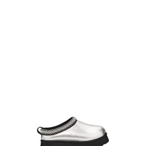 UGG Girls K TAZZ Leather Slipper, Silver Metallic, 4 Big Kid