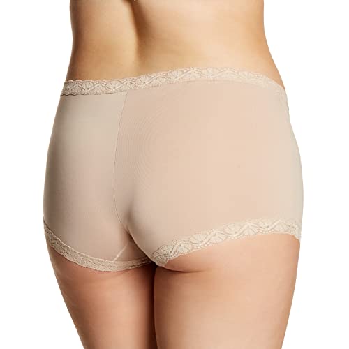 Maidenform Women's Microfiber Pack, One Fab Fit Boyshort Panties with Lace, 3-Pack, Geo Snow/Cherry Blossom/Latte Lift