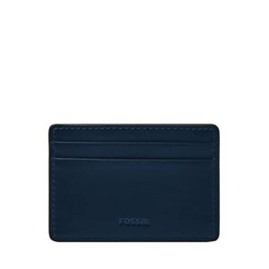 fossil men's steven leather slim minimalist card case wallet, midnight navy, (model: ml4395406)