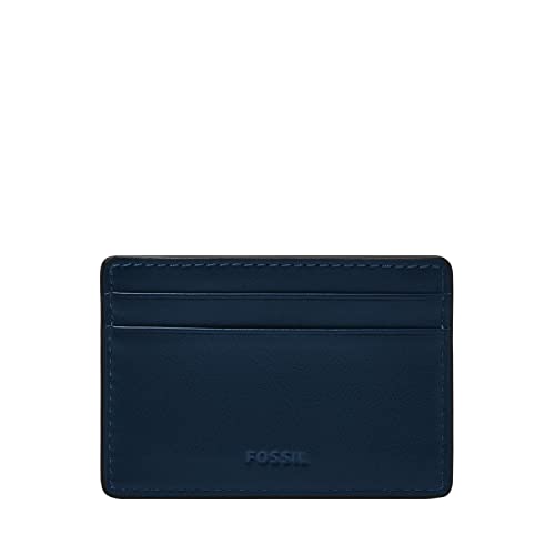 Fossil Men's Steven Leather Slim Minimalist Card Case Wallet, Midnight Navy, (Model: ML4395406)