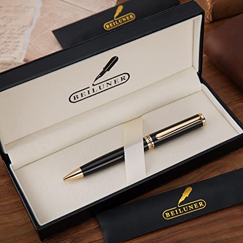 BEILUNER Luxury Ballpoint Pens,Peerless Luxury Pen with 24K Gold Trim,the Exquisite Product Detail,Schneider Pen Refill,Exquisite Leather Box-Best Pen Gift Set for Men & Women- Professional, Nice Pens