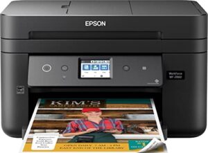 epson workforce wf-2860 all-in-one color inkjet printer, black - print scan copy fax - wireless ethernet nfc auto 2-sided borderless printing, 14 ppm, 4800 x 1200 dpi, 30-sheet adf, voice activated