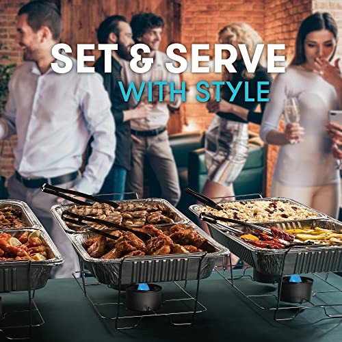 Disposable Chafing Dish Buffet Set Food Warming Trays - Buffet Set Trays Food Warmers for Parties & Events - Replacement Chafing Dishes for Catering (9 Serving Utensil Set)