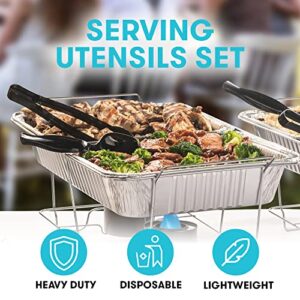 Disposable Chafing Dish Buffet Set Food Warming Trays - Buffet Set Trays Food Warmers for Parties & Events - Replacement Chafing Dishes for Catering (9 Serving Utensil Set)