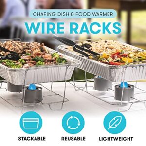 Disposable Chafing Dish Buffet Set Food Warming Trays - Buffet Set Trays Food Warmers for Parties & Events - Replacement Chafing Dishes for Catering (3 Wire Racks)