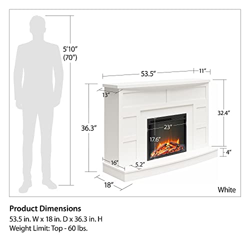 Ameriwood Home Barrow Creek Mantel with Fireplace, White