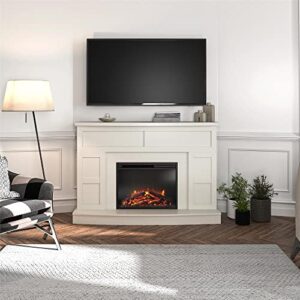 Ameriwood Home Barrow Creek Mantel with Fireplace, White