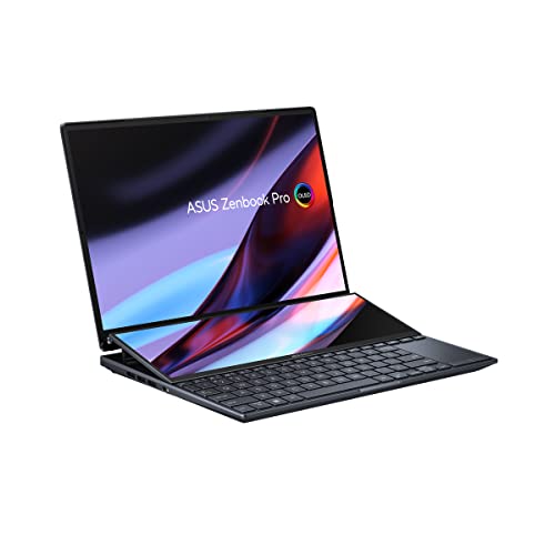 ASUS Zenbook Pro 14 Duo 14.5” 16:10 Touch Display, 120Hz Refresh Rate, ScreenPad Plus, Intel i9-13900H CPU, NVIDIA® Geforce RTX 4050, 32GB RAM, 1TB SSD, Windows 11 Home, Tech Black, UX8402VU-AS96T