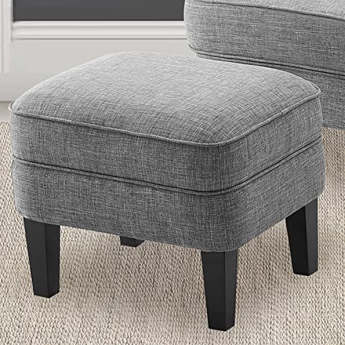 Rosevera Duilio Furniture Reading Living Room Comfy Bedroom Accent Chair and a Half, Standard, Polyester Light Grey with Ottoman