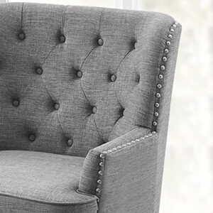 Rosevera Duilio Furniture Reading Living Room Comfy Bedroom Accent Chair and a Half, Standard, Polyester Light Grey with Ottoman