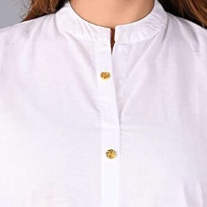 Henayatexofab Indian Women's Plain Cotton Kurti Top (as1, alpha, m, regular, regular, White)