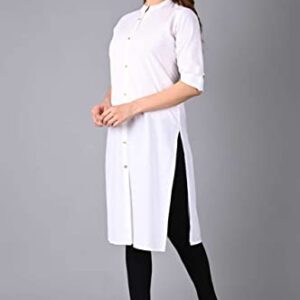 Henayatexofab Indian Women's Plain Cotton Kurti Top (as1, alpha, m, regular, regular, White)