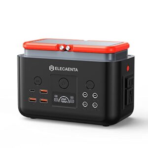 elecaenta portable power station 200w, 200wh lifepo4 battery backup, 100w solar fast charging, 2 ac pure sine wave outlets, pd 60w usb c, lightweight solar generator for outdoor camping fishing rv
