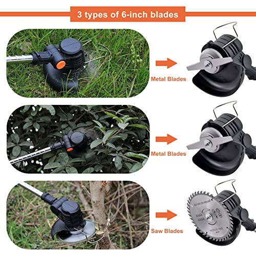 Weed Wacker Cordless Metal Weed Eater Brush Cutter 3 Cutting Capacity 2 Large Batteries for Home Garden Grass Trimming,Weed Cutting and Bush Pruning