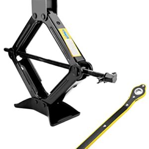 QWORK 4409 lbs Scissor Jack for Car, Steel Scissor Lift Jack Car Kit, Car Tire Jack for Auto/SUV/MPV, with Saving Effort Ratchet, Black