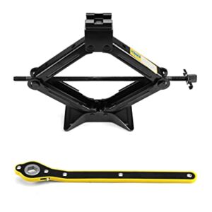 QWORK 4409 lbs Scissor Jack for Car, Steel Scissor Lift Jack Car Kit, Car Tire Jack for Auto/SUV/MPV, with Saving Effort Ratchet, Black