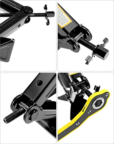 QWORK 4409 lbs Scissor Jack for Car, Steel Scissor Lift Jack Car Kit, Car Tire Jack for Auto/SUV/MPV, with Saving Effort Ratchet, Black