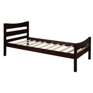 Anwickmak Twin Bed Frames with Headboard and Footboard, Wood Platform Kids Twin Bed, Single Bed Frame with Slat Supports, No Box Spring Needed (Espresso)