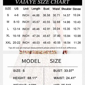 Vaiaye Women Short Sleeve Floral Boho Dress Summer Sundress Casual Wrap V Neck A-Line Bohemian Maxi Dresses Royal Blue